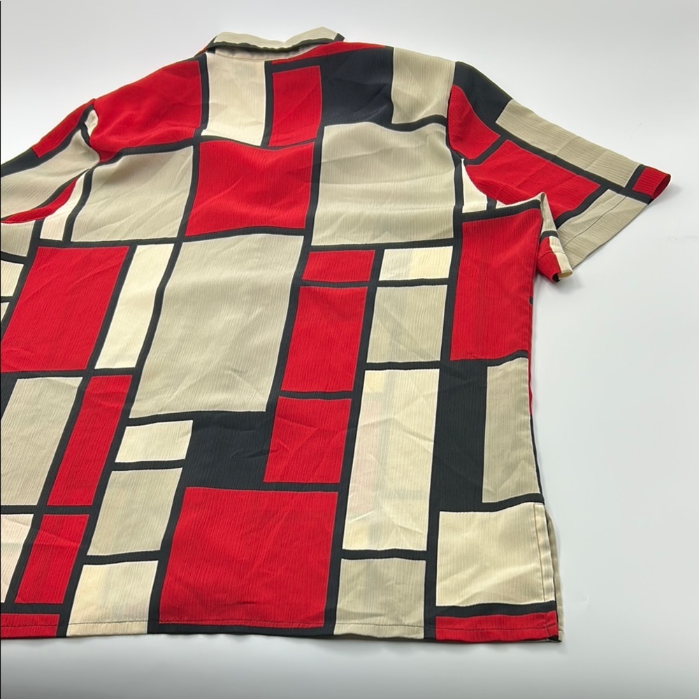 Allison Daley Vintage Button Down Shirt 16 Collared Abstract Ribbed Short Sleeve - Picture 15 of 16